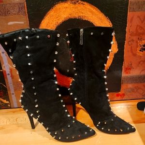 Cape Robbin Black Suede Stiletto Boots Size 8.5M